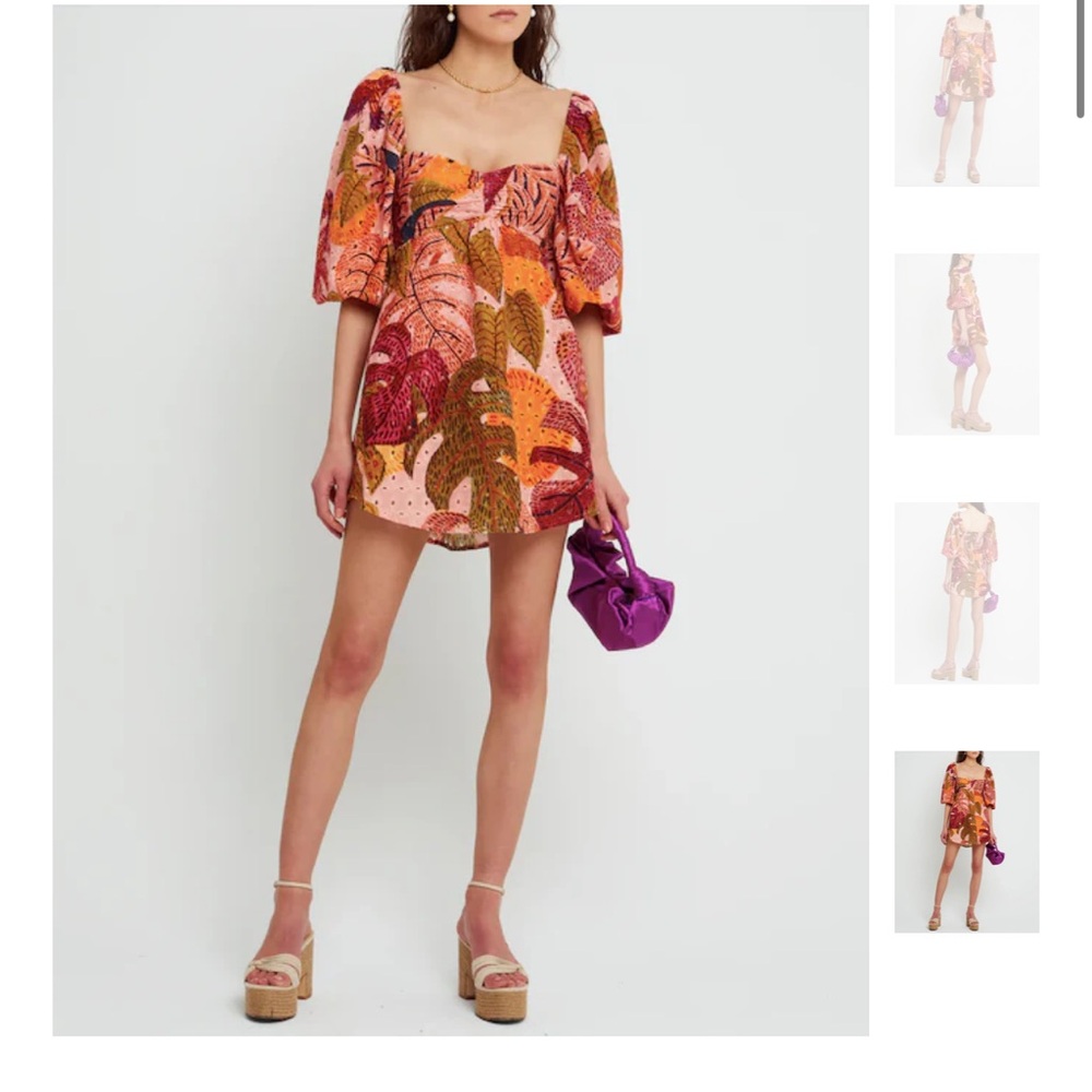 Kourt Few Moda Robbie Palm Print Eyelet Dress - Picture 4 of 13